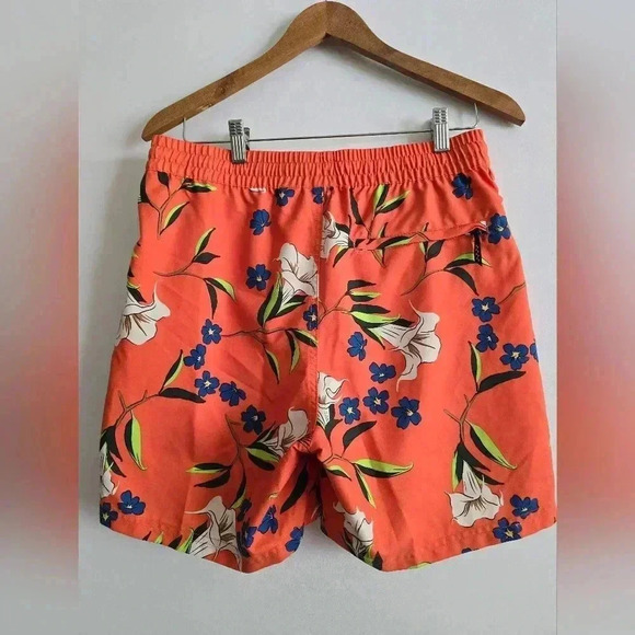 VANS Floral Orange Music 17" Relaxed Shorts No Lining Swim Trunks Men Size Small - Picture 6 of 8